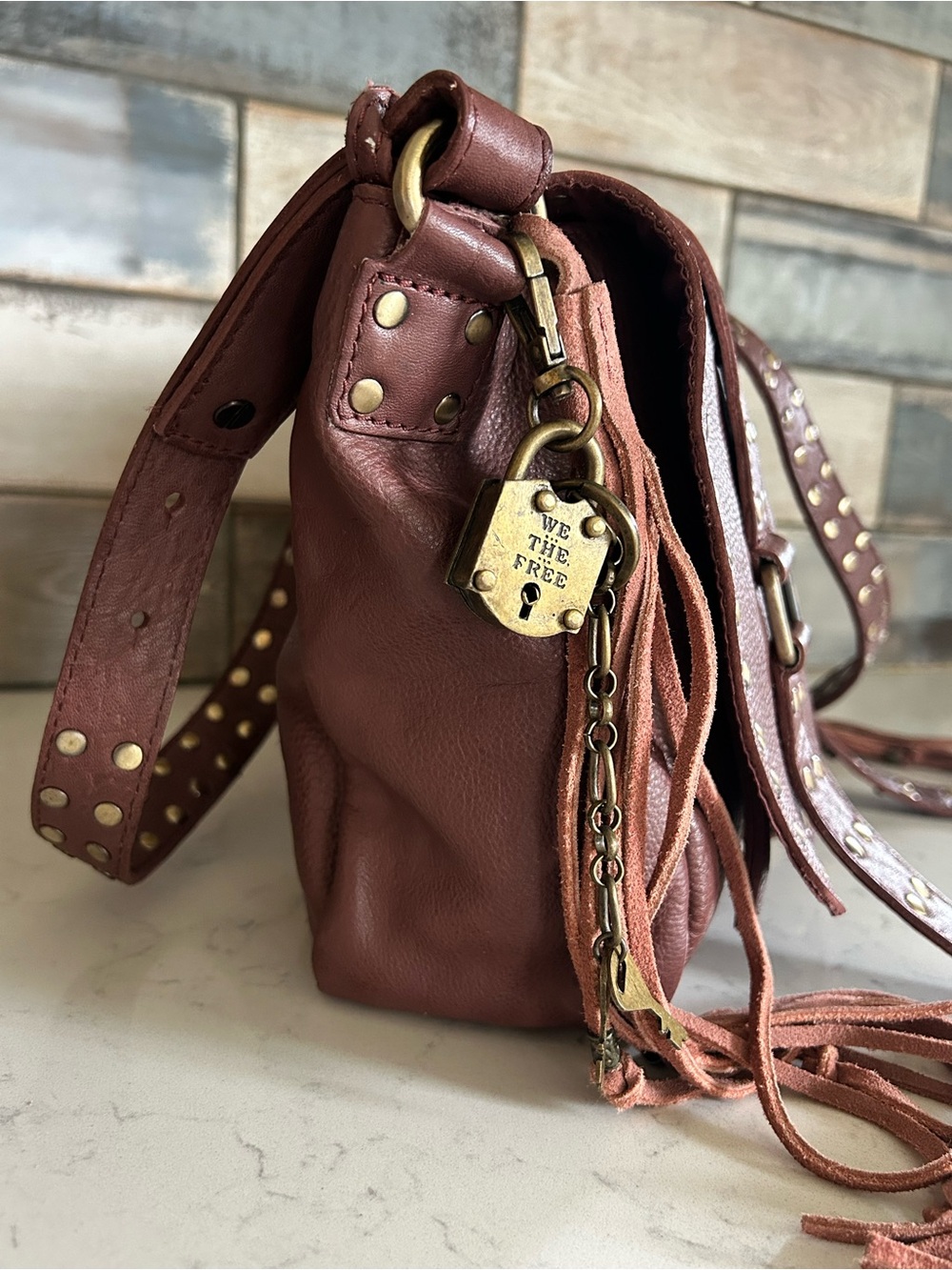 WE THE FREE Studded Messenger Bag Tote in Cinnamon - Picture 9 of 16